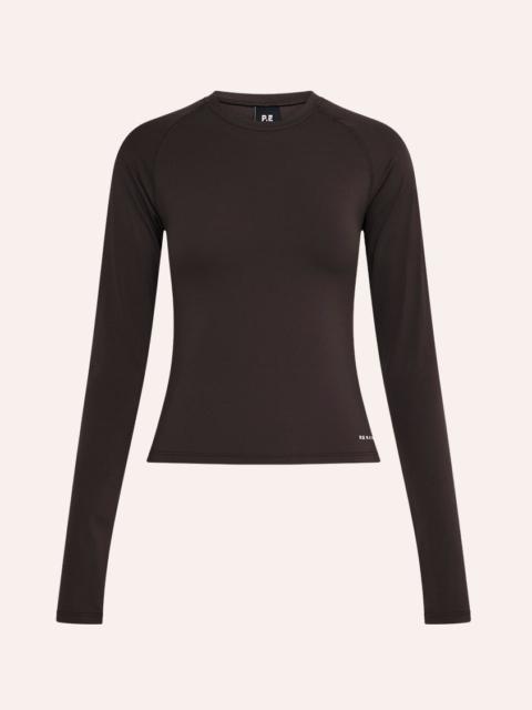 P.E NATION SIGNATURE LONG SLEEVE TOP IN COFFEE