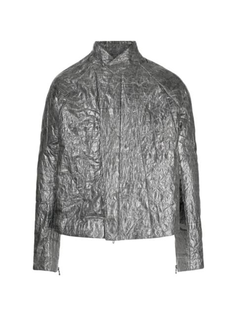 Julius metallic crinkled biker jacket