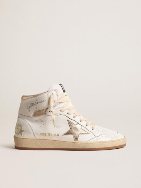 Sky-Star in white nappa leather with gold metallic leather star and heel tab