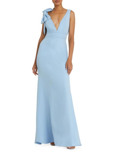 MAC DUGGAL Women's Bow V-Neck A-Line Gown - Powder Blue