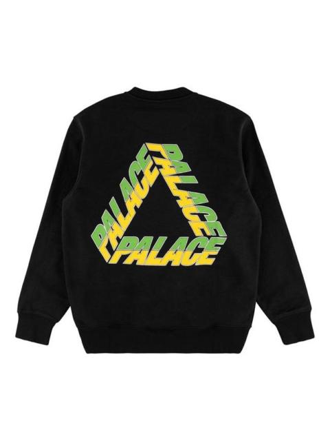 PALACE Men's PALACE Split P3 Crew Printing Logo Round Neck Long Sleeves Black P17CW001
