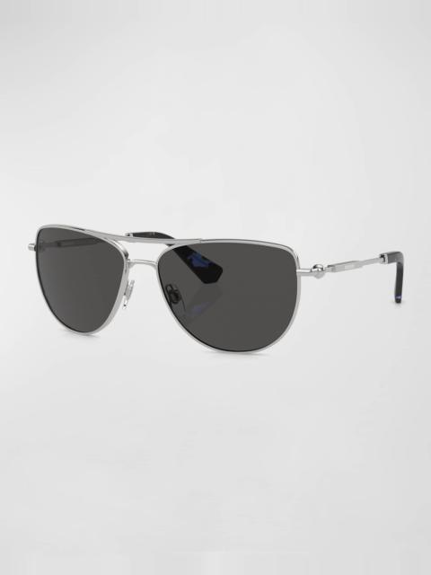 Logo Mixed-Media Aviator Sunglasses