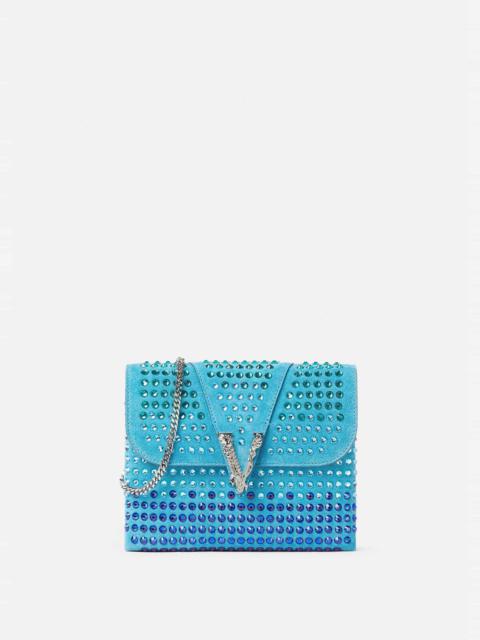 VERSACE Virtus Suede Crystal Clutch