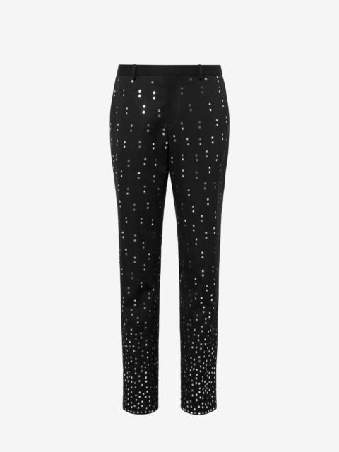 Moschino EMBROIDERED MIRRORS GABARDINE TROUSERS