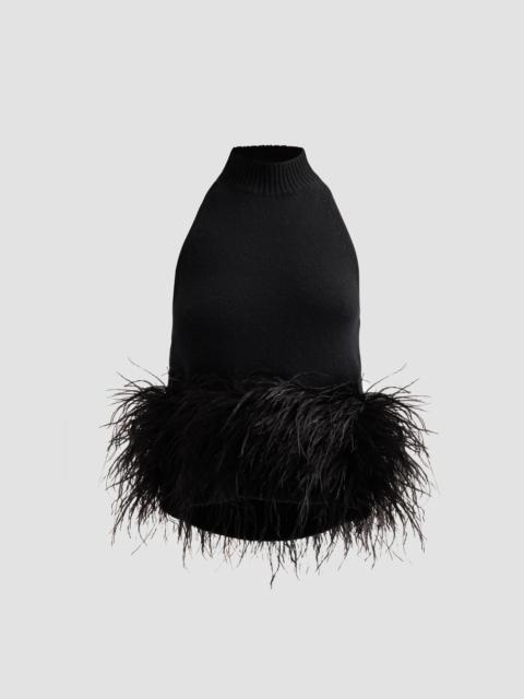 RAMY BROOK Women's Kelly Ostrich Feather Wool-Blend Top - Black