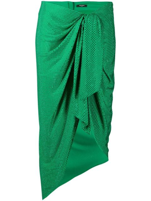 Balmain polka-dot ruched midi skirt