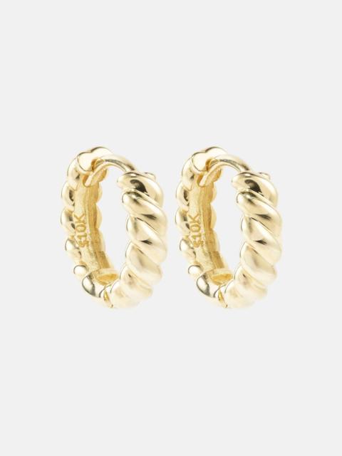 STONE AND STRAND Brioche 10kt yellow gold hoop earrings