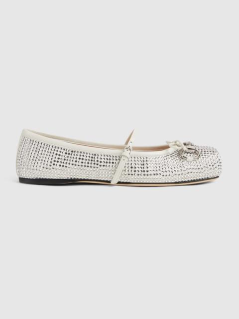 GUCCI Women's crystal Gucci Horsebit ballet flat