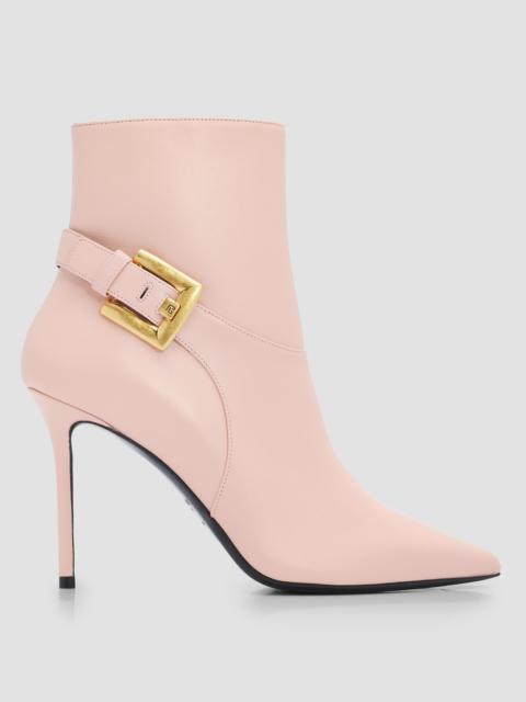 Balmain Women's Anthem 95MM Leather Ankle Boots - Rose Pale