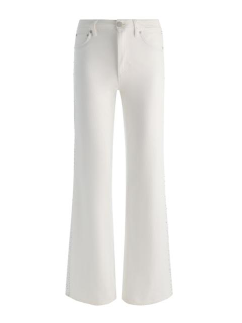 Alice + Olivia CHIC EMBELLISHED JEAN - OFF WHITE/SILVER