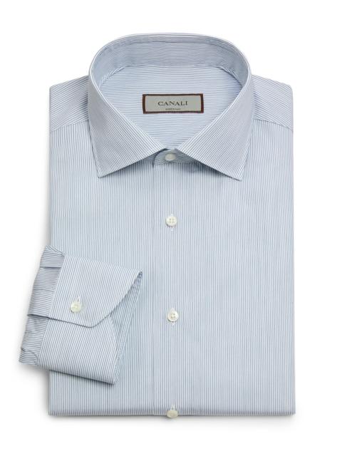 Canali Men's Micro Stripe Cotton Dress Shirt - Blue White