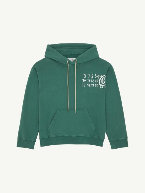 Maison Margiela Ladies Olive Logo-Print Cropped Sweatshirt