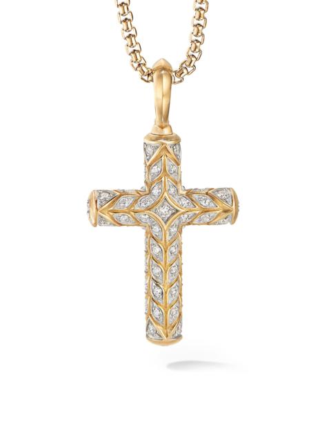 DAVID YURMAN Men's Chevron Cross Pendant in 18K Yellow Gold - Diamond