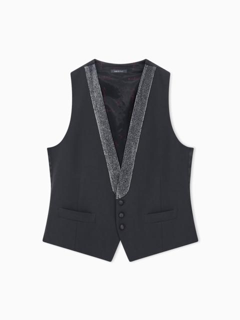 GIORGIO ARMANI WAISTCOAT GIORGIO'S REGULAR FIT IN PURE VIRGIN WOOL CREPE