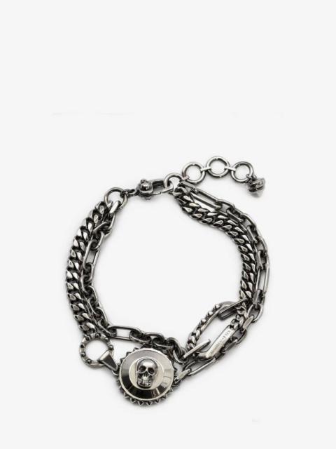 Alexander McQueen Skull And Stud Chain Bracelet in Antique Silver