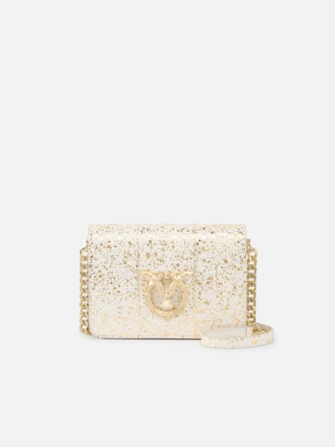PINKO PINKO GALLERIA LOVE BAG MINI CROSSBODY BAG WITH LAMINATED REPTILE SKIN
