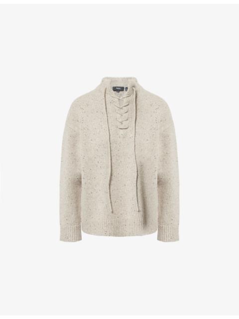 Theory Drawstring High-Neck Wool-Blend Jumper