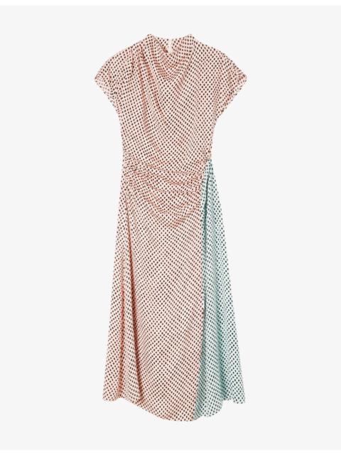 WHISTLES Cowl-Neck Graphic-Print Woven Midi Dress