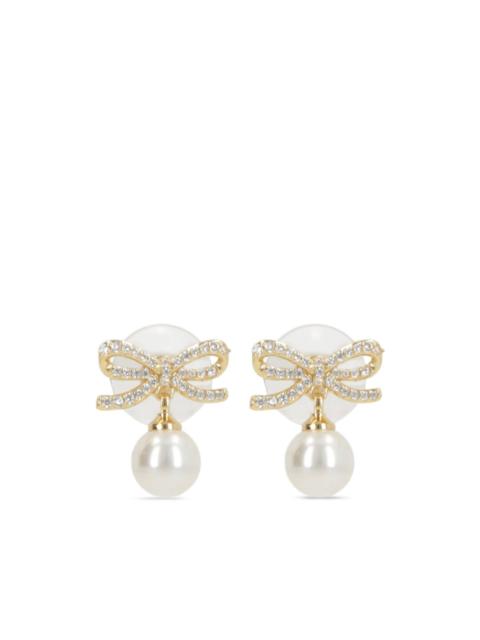 self-portrait bow-detail pearl-drop earrings