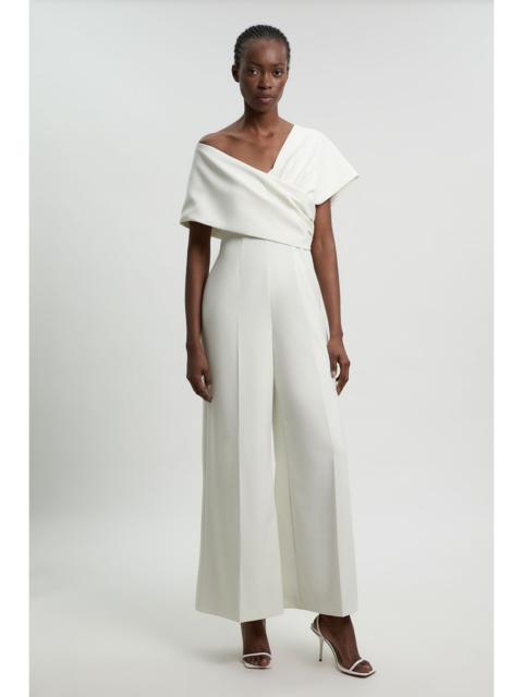 KAREN MILLEN Compact Viscose Stretch Tailored Off Shoulder Jumpsuit
