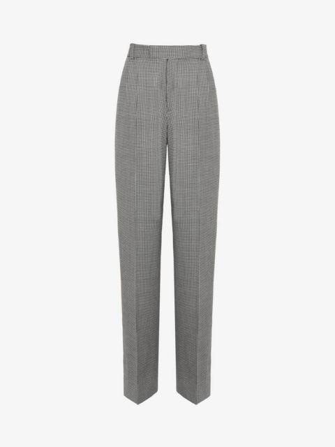 Alexander McQueen Men's Wide Leg Houndstooth Trousers in Black/white