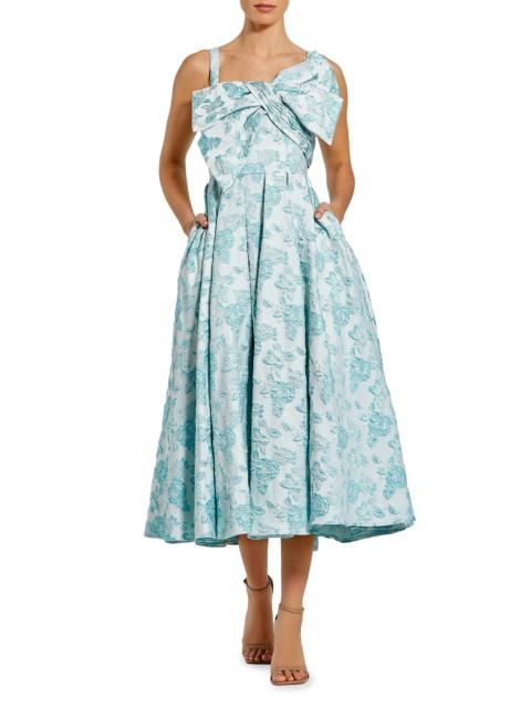 MAC DUGGAL Women's Cocktail Bow Floral Brocade Fit & Flare Midi-Dress - Seafoam