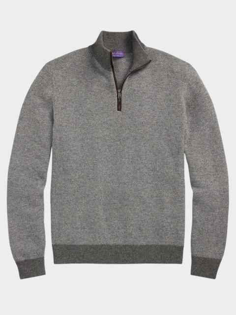 Ralph Lauren Men's Birdseye Cashmere Quarter-Zip Sweater