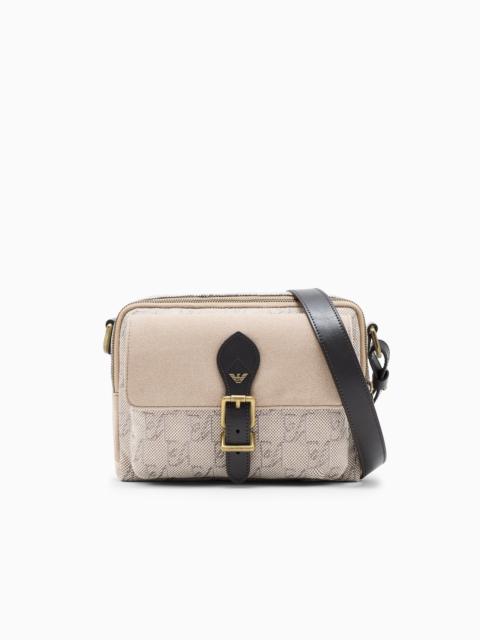 EMPORIO ARMANI CROSSBODY BAG IN COTTON WITH MONOGRAM PATTERN AND BUCKLE