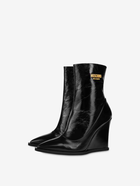 Moschino METAL LOGO WEDGE ANKLE BOOTS