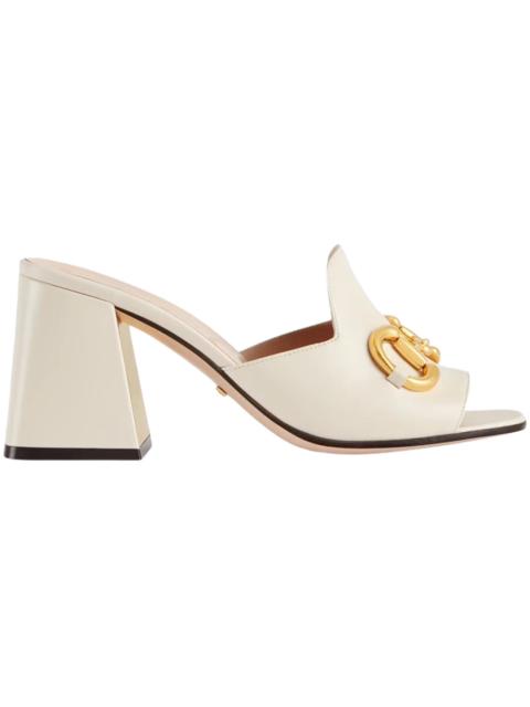 GUCCI Gucci Horsbit 75mm Heeled Sandal White Leather