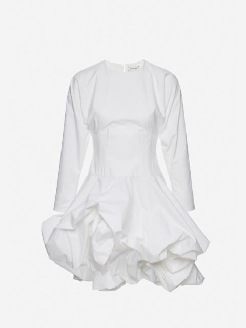 MAGDA BUTRYM Long-sleeve cotton mini dress with adjustable skirt in white