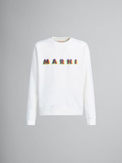 Marni WHITE COTTON SWEATSHIRT WITH 3D MARNI PRINT