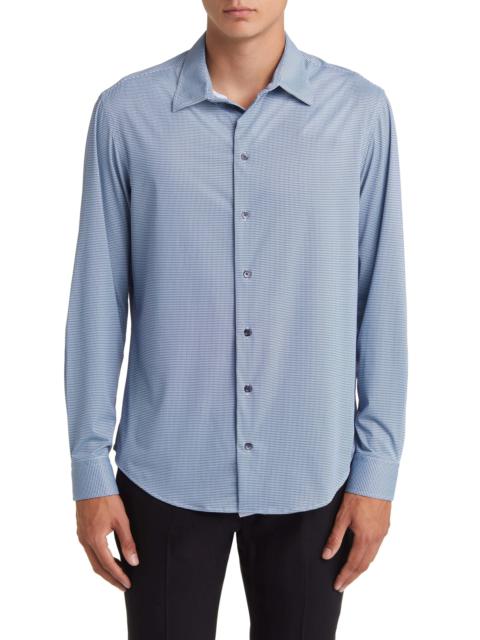 Micropattern Stretch Button-Up Shirt in Solid Light/Pastel B