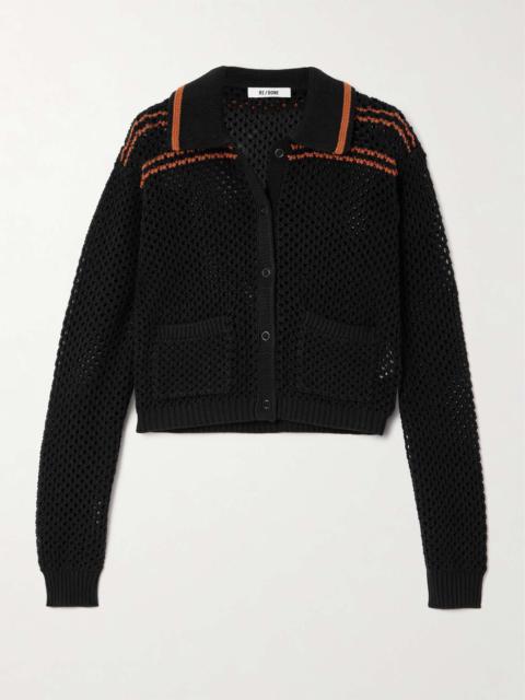 RE/DONE Striped crocheted cotton cardigan