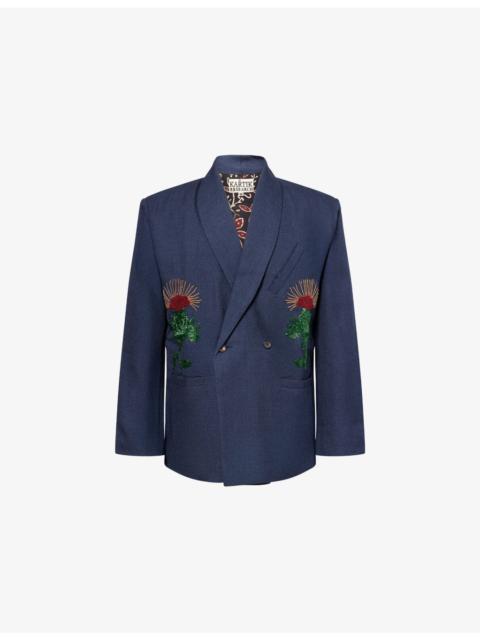 KARTIK RESEARCH Double-Breasted Shawl Embroidered Wool Jacket