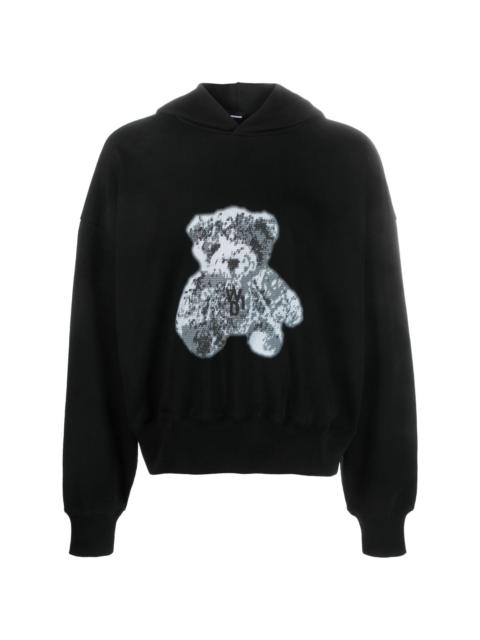 We11done teddy bear-print cotton hoodie
