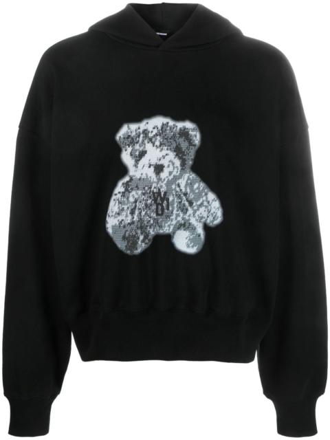 We11done teddy bear-print cotton hoodie