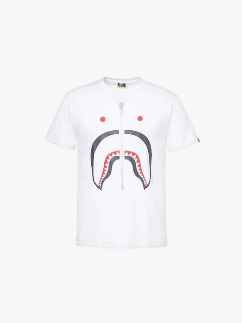 Shark-print short-sleeve cotton-jersey T-shirt