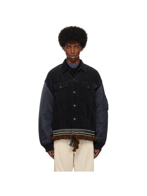 UNDERCOVER Navy Contrast Hem Bomber Jacket