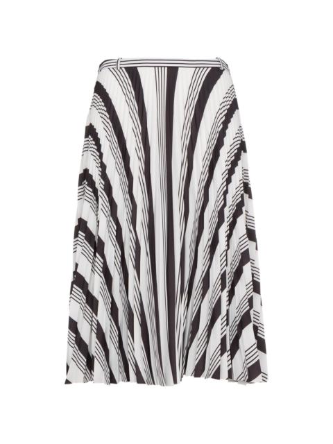 BALENCIAGA Pleated midi skirt with stripes