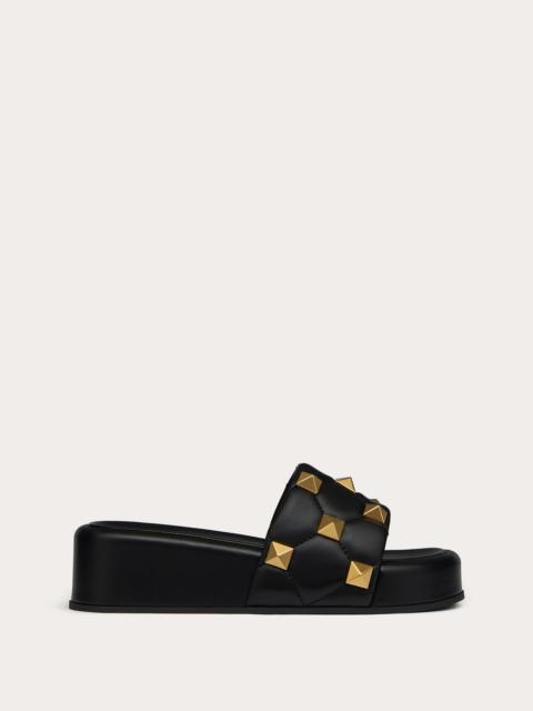 Valentino ROMAN STUD FLATFORM SLIDE SANDAL IN QUILTED NAPPA