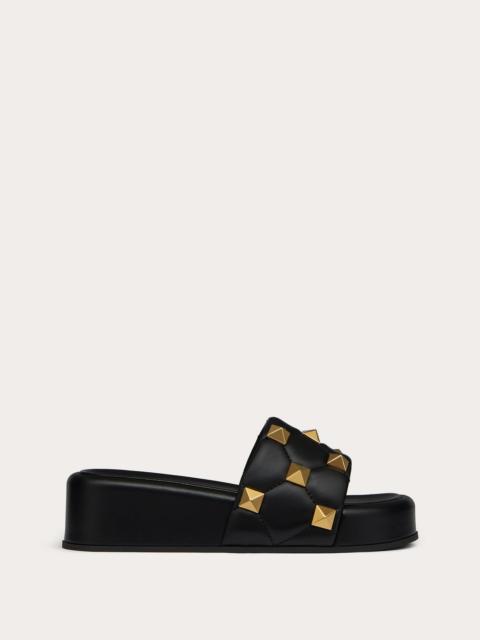 ROMAN STUD FLATFORM SLIDE SANDAL IN QUILTED NAPPA