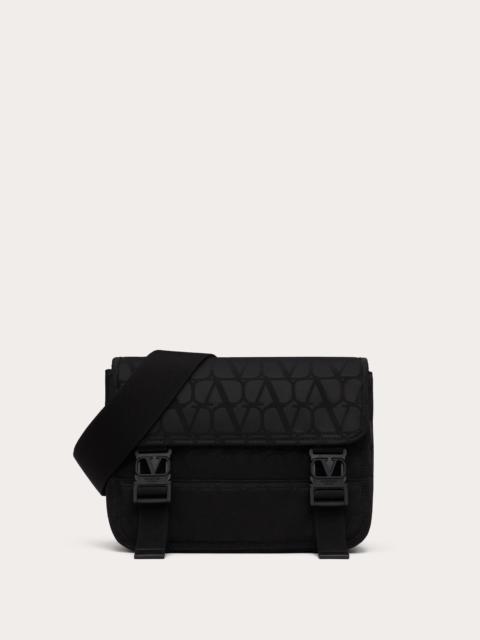Valentino TOILE ICONOGRAPHE SHOULDER BAG IN TECHNICAL FABRIC WITH LEATHER DETAILS