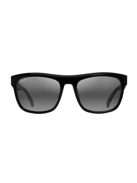 Maui Jim Men's S-Turns 56MM Rectangular Sunglasses - Black Grey