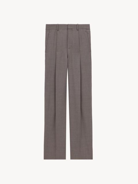 SAINT LAURENT HIGH-WAISTED PANTS IN WOOL CHINÉ