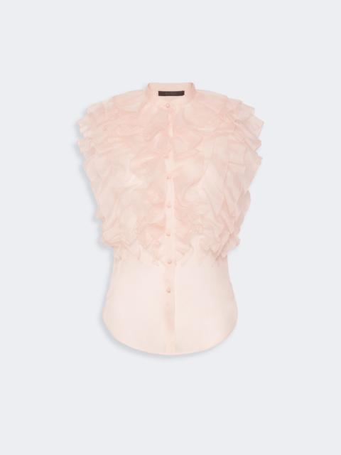 Max Mara GIOSTRA Sleeveless ruched silk shirt - POWDER