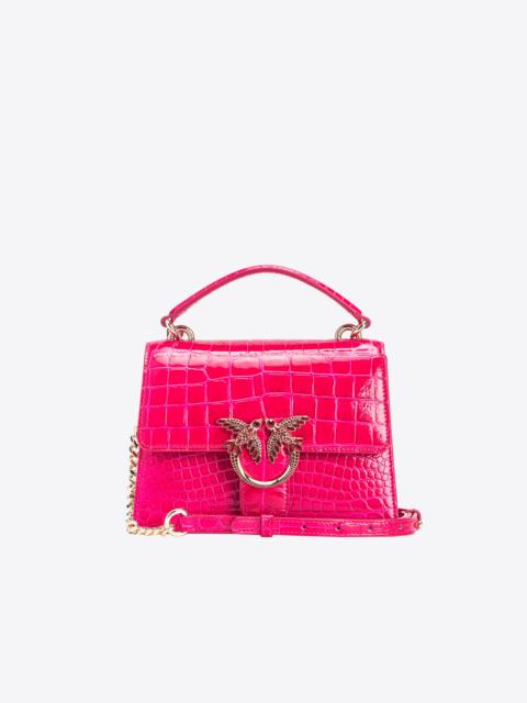 PINKO PINKO GALLERIA MINI LOVE BAG ONE TOP HANDLE LIGHT IN SHINY CROC-PRINT LEATHER
