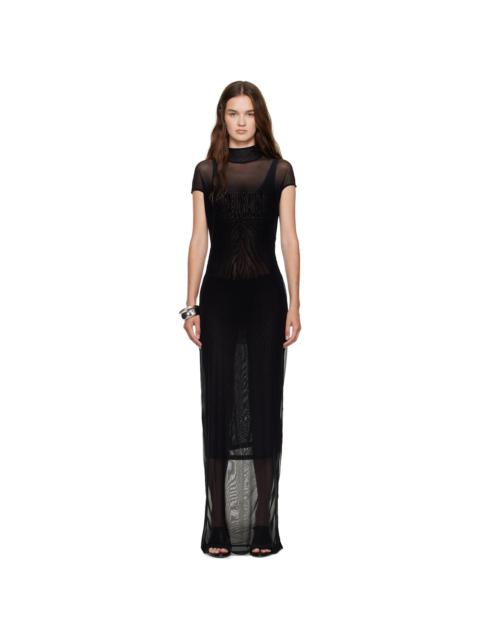 Jean Paul Gaultier Black Sleeveless Flock Maxi Dress