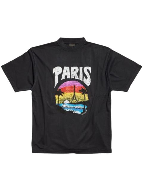 BALENCIAGA Paris Tropical-print cotton T-shirt