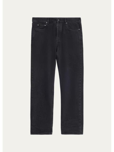 SAINT LAURENT Men's Relaxed Straight-Leg Black Denim Jeans